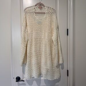 Show Me Your MuMu Ivory Crochet Midi Dress